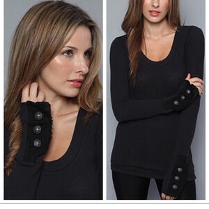 Free People Black Moto Motor Cuff Thermal